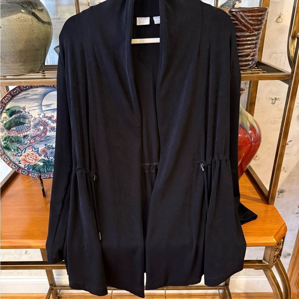 Chico's Travelers Black Open Front Cardigan
